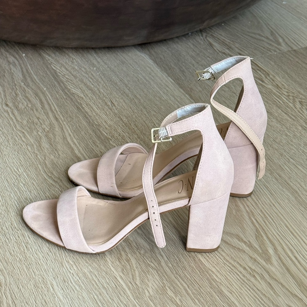 INC pink cream sueded heels size 7.5